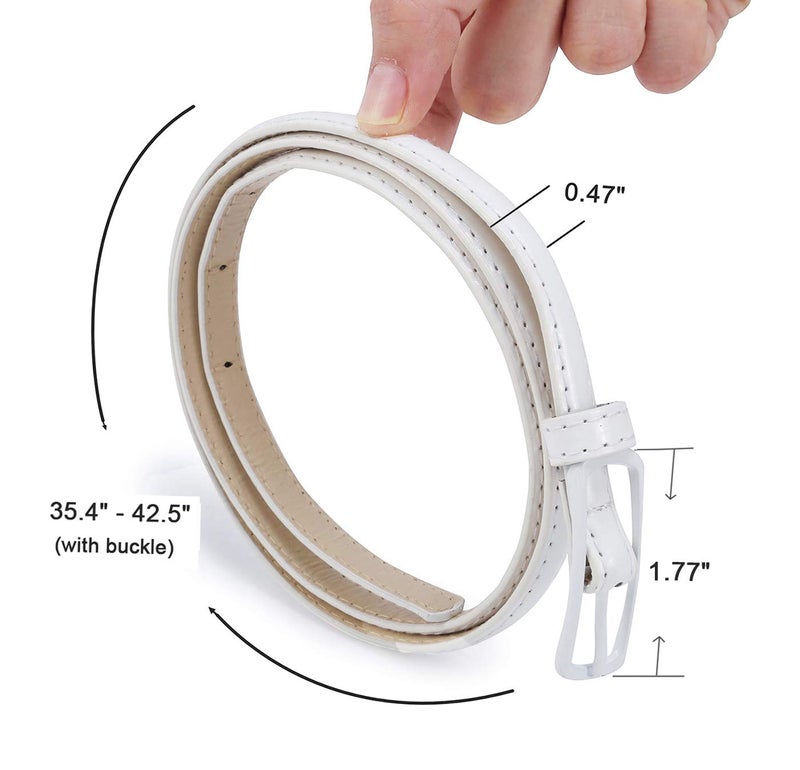 Selighting Women's Solid Color Faux Leather Skinny Belts for Dresses (One Size, White) - Image 2